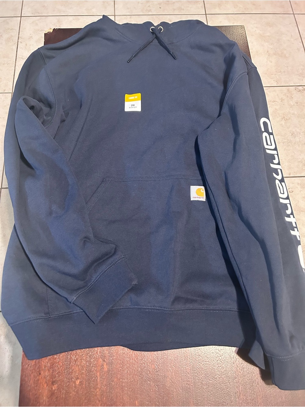 Carhartt Men’s Navy Crewneck Sweatshirt with Sleeve Logo